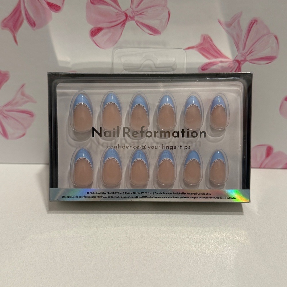 Nail Reformation Blue French Press-On‎ Nails Short Almond